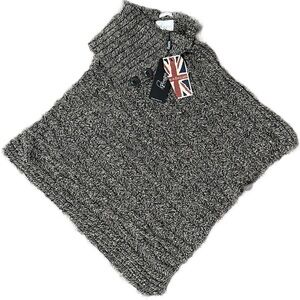 J G Glover & Co Ltd Peregrine Cozy Gray Chunky Knit Poncho Sweater